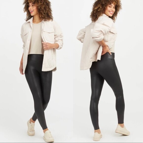 NEW Spanx Faux Leather Leggings Black Size Large NWT - Picture 1 of 8